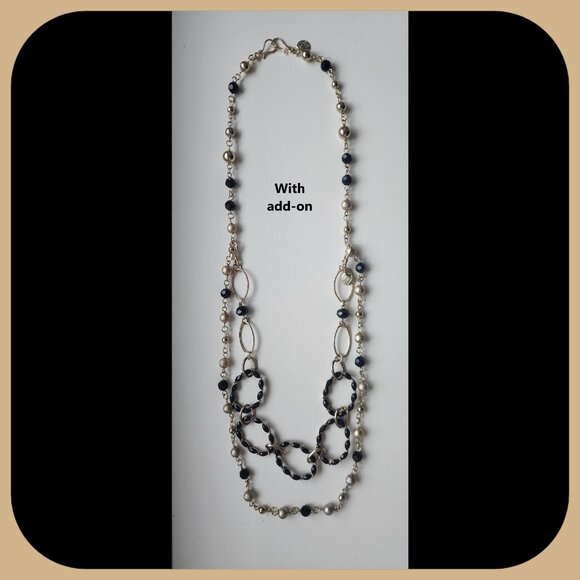 STELLA & DOT || 16” Black & Gold Necklace (3-pc) - Picture 3 of 8